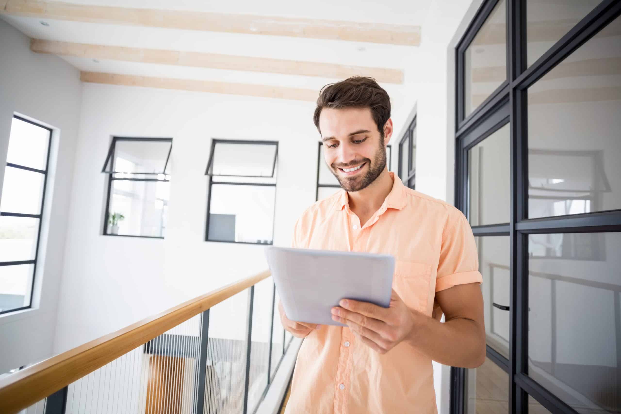 Man using digital tablet