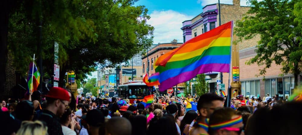 Addiction Treatment for the LGBTQ+ community. This photo is of the LGBTQAI+ community celebrating pride.